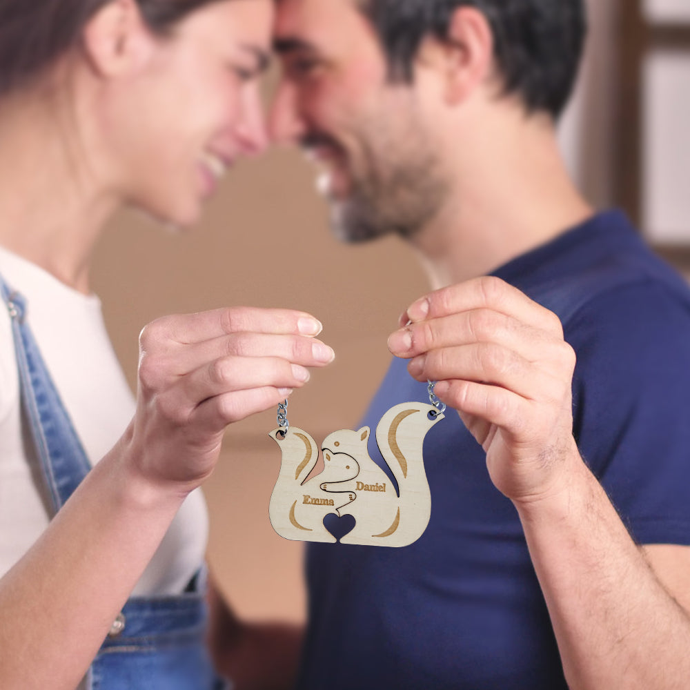 Personalised Couple Matching Keychain Custom Matching Squirrels Keychain Valentine's Day Gifts for Lover - soufeeluk