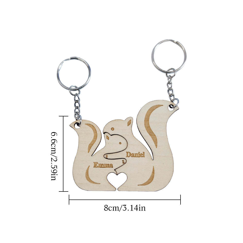 Personalised Couple Matching Keychain Custom Matching Squirrels Keychain Valentine's Day Gifts for Lover - soufeeluk