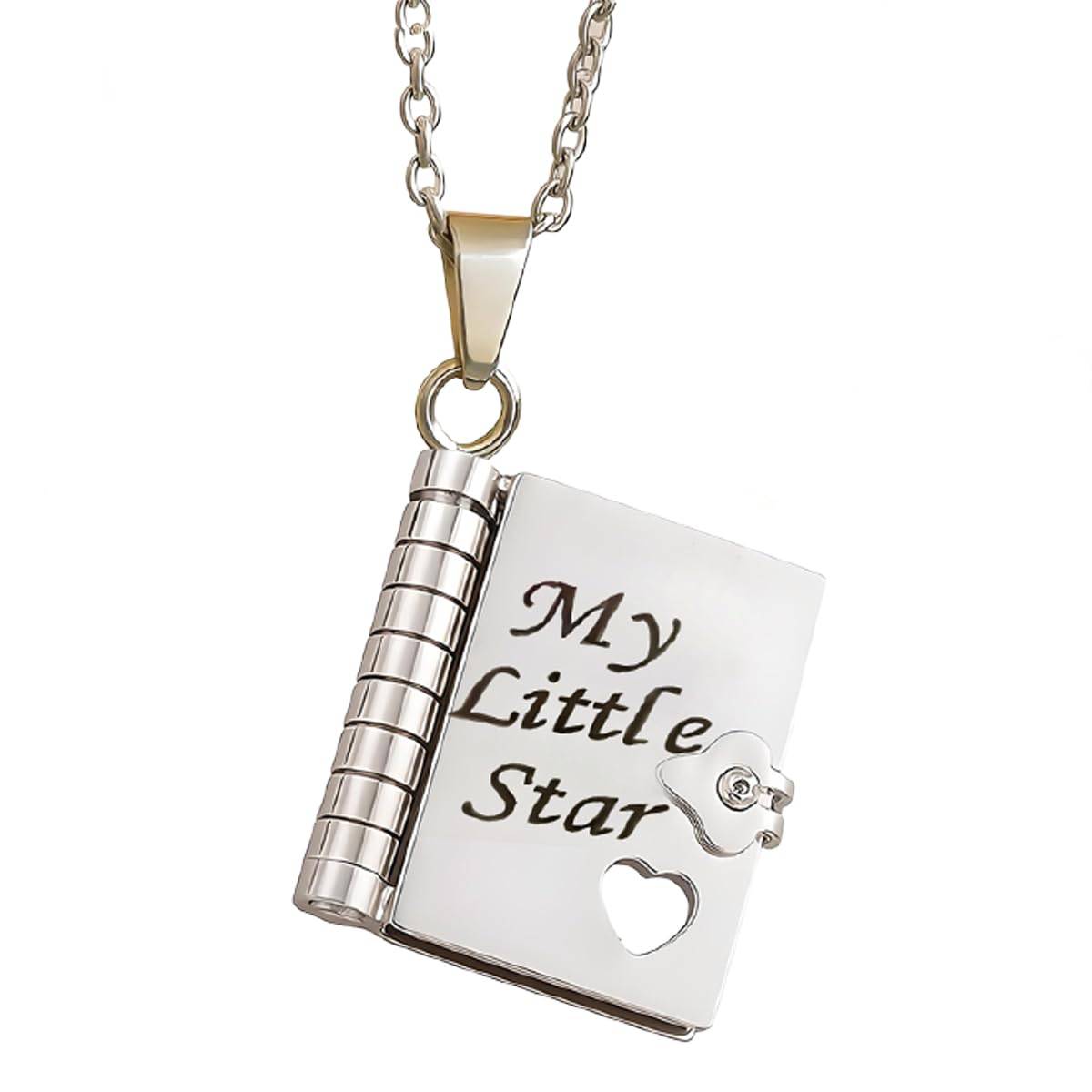 Personalized My Little Star Book Necklace – A Letter to My Daughter in a Locket, Adjustable Pendant with Message Inside, Meaningful Jewelry Gift - soufeeluk