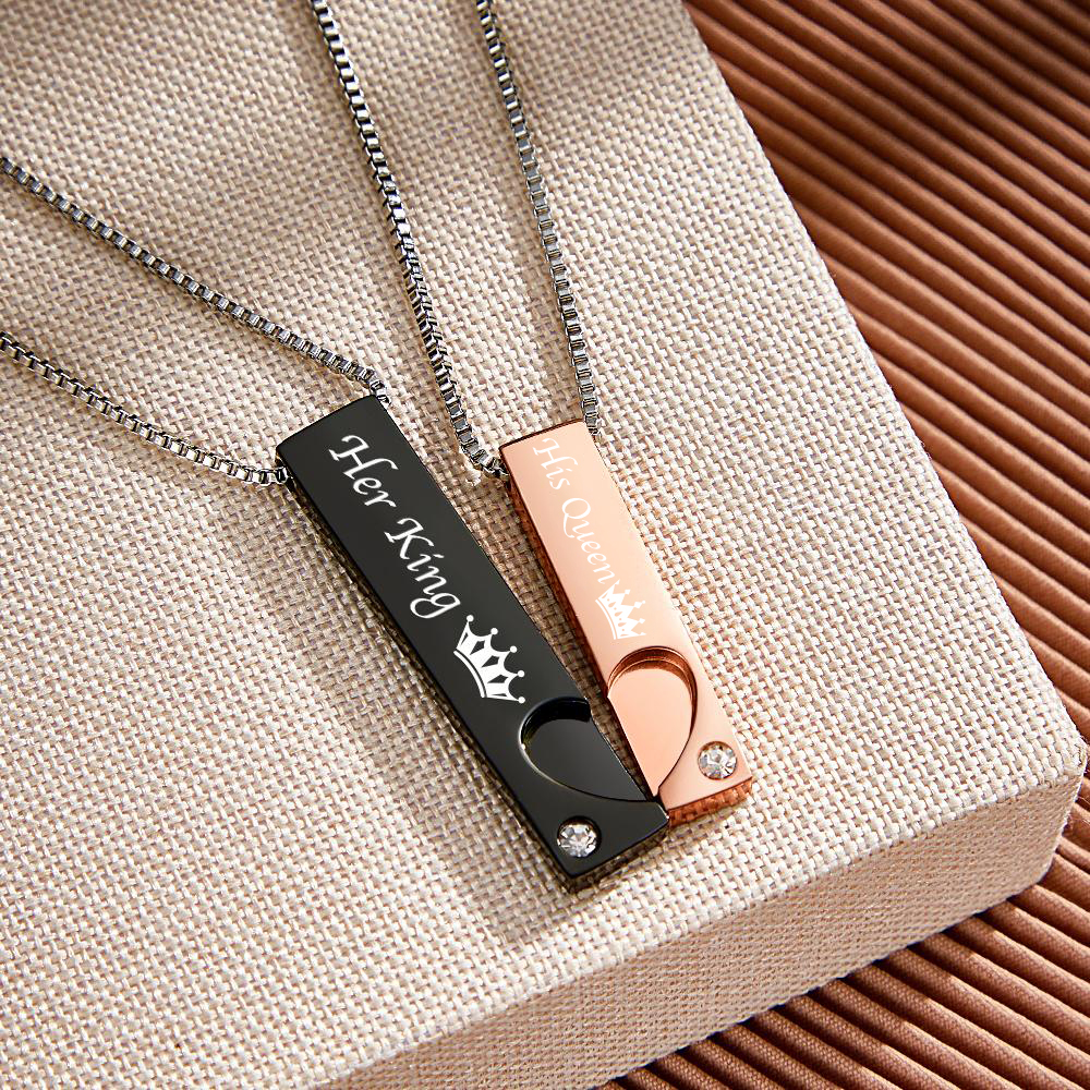 Custom Engraved Couple Necklace Creative Crown Personality Gifts