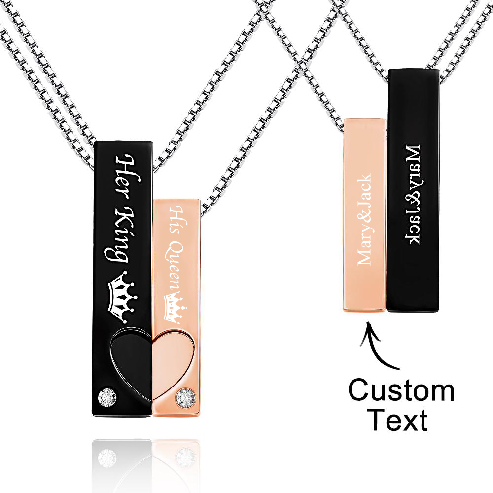 Custom Engraved Couple Necklace Creative Crown Personality Gifts