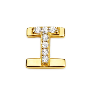 Letter With Diamond T Charm - Gold