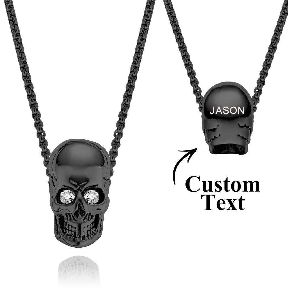 Engraved Skull Necklace With Birthstone Eyes Creative Gifts Halloween - soufeeluk