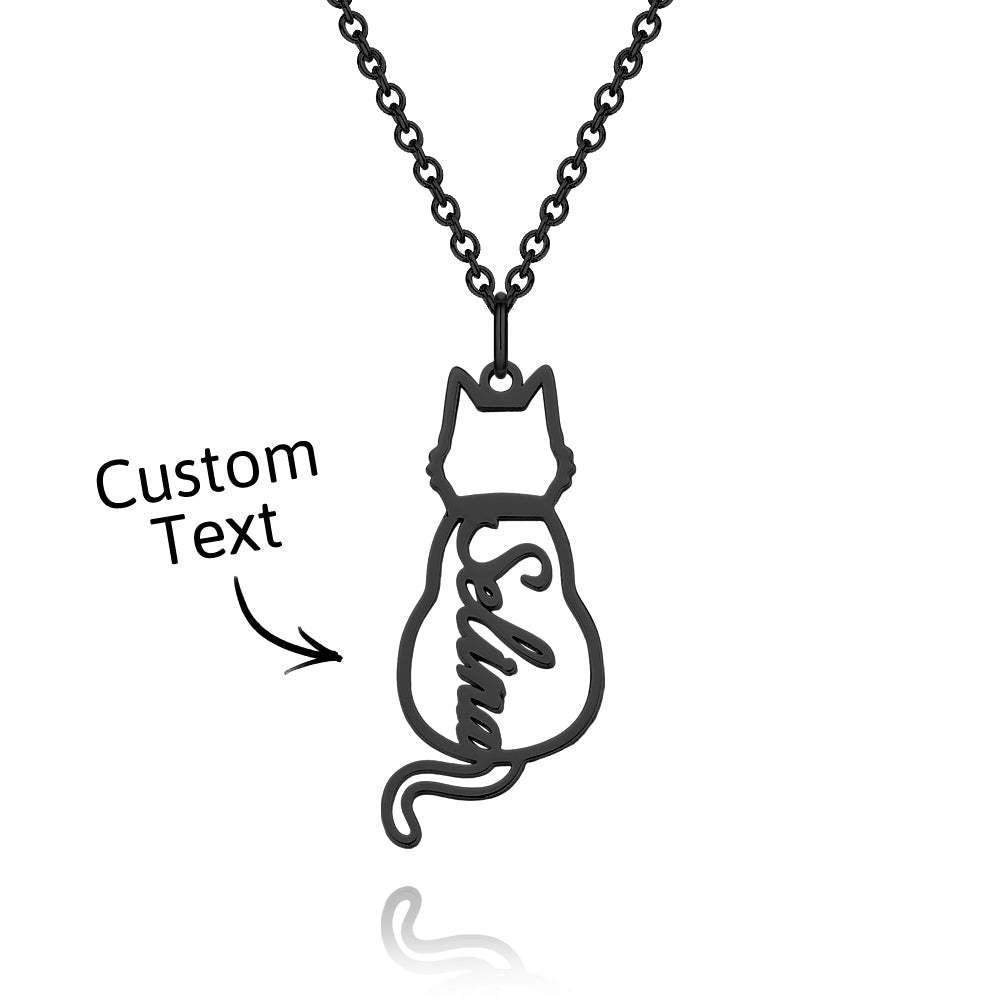 Custom Cat Necklace with Personalised Name Custom Pet Jewellery Cat Jewellery Gifts For Cat Lovers Memorials Gift - soufeeluk