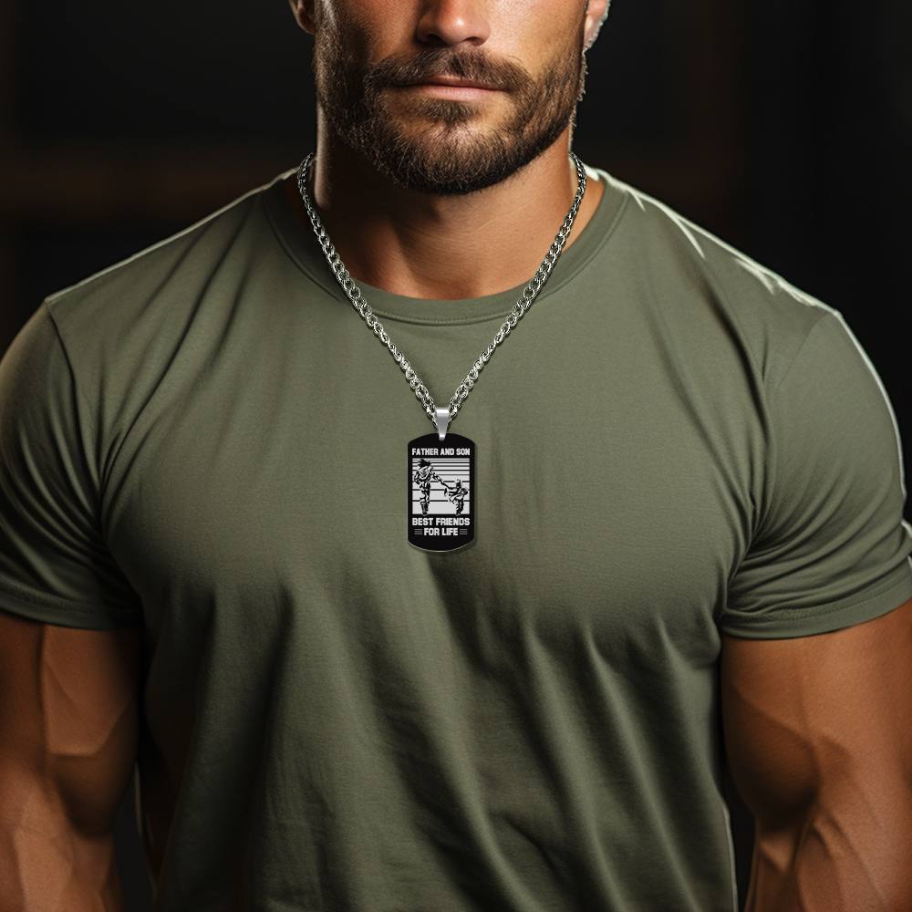 Personalized TO MY DAD Men's Necklace  I KNOW IT IS NOT EASY Dog Tag Necklace Jewelry Gift for Father - soufeeluk