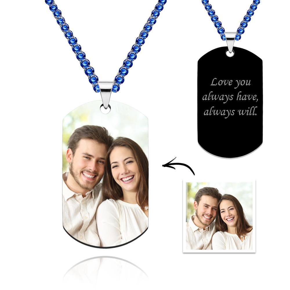 Men's Photo Tag Necklace With Engraving Tennis Chain Gifts For Him - soufeeluk