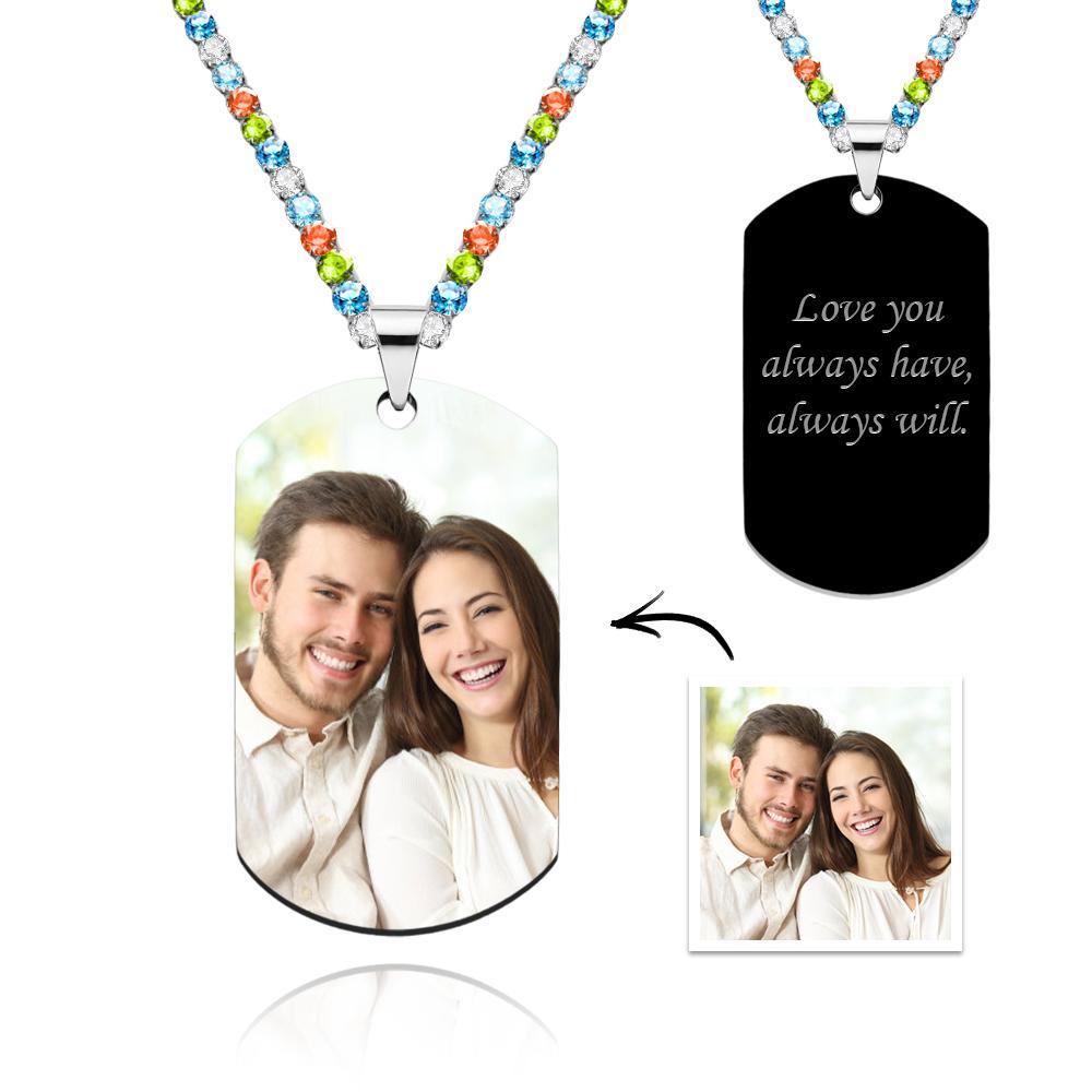 Men's Photo Tag Necklace With Engraving Tennis Chain Gifts For Him - soufeeluk