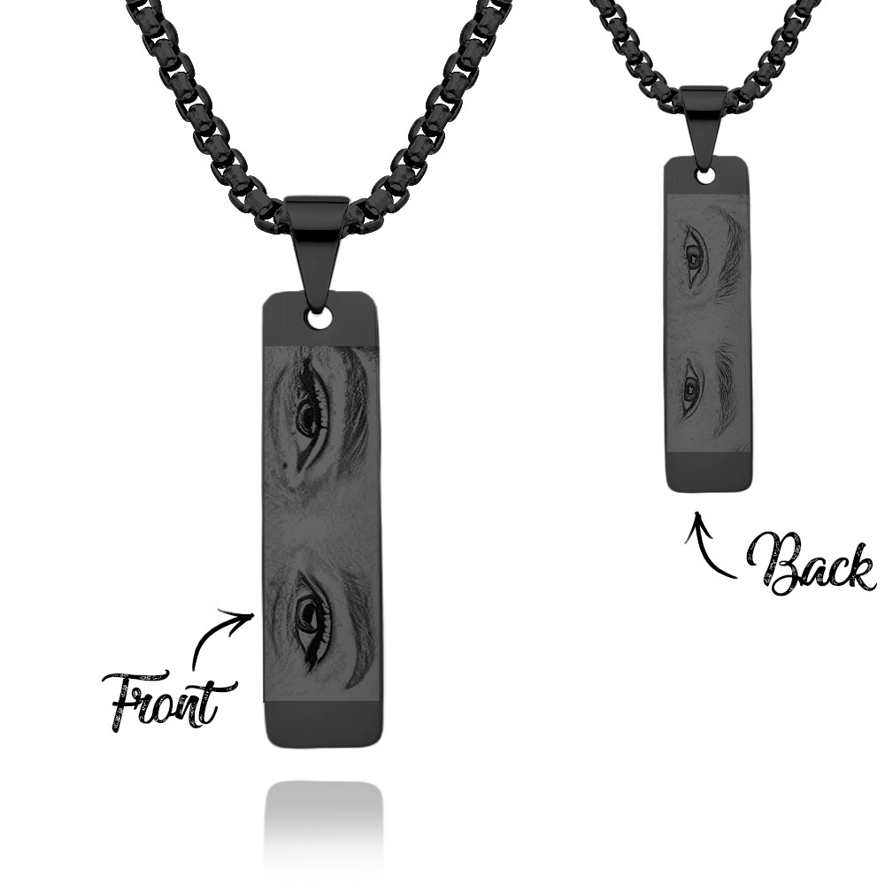 Custom Eyes Photo Necklace Double Sided Personalization Photo Eye Necklace You and Him/Her - soufeeluk