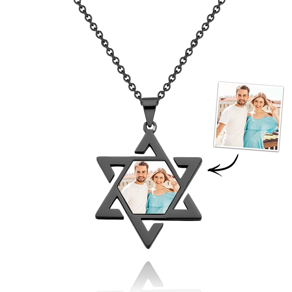 Star of David Necklaces for Women Men's Stainless Steel Jewellery Best Friend Gift Custom Necklace with Picture - soufeeluk