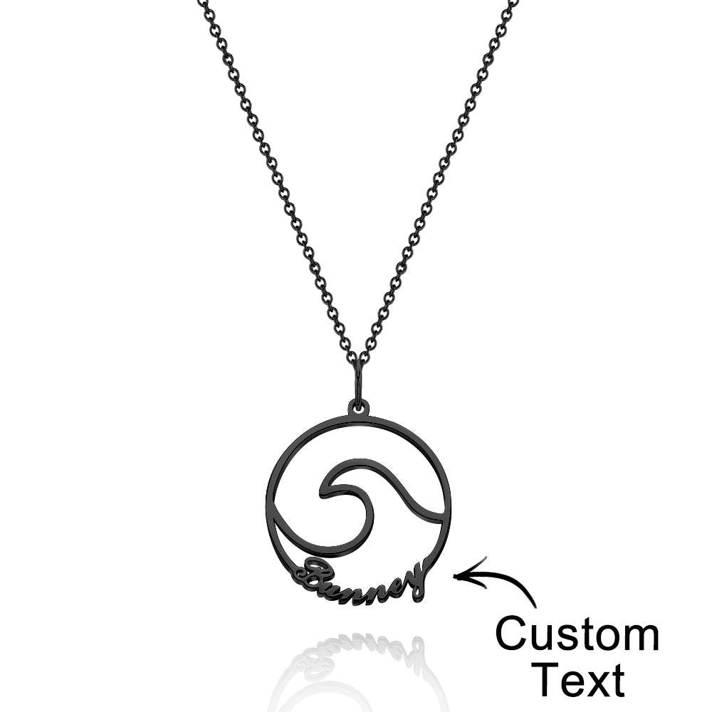 Custom Name Ocean Wave Name Necklace Personalised Necklace Gift for Her - soufeeluk
