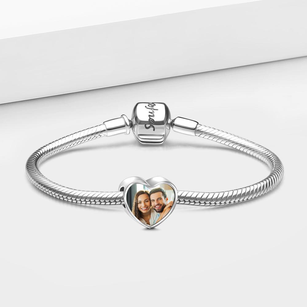 Custom Photo Charm Engraved Heart  Picture Charm Gifts For Couples - soufeeluk