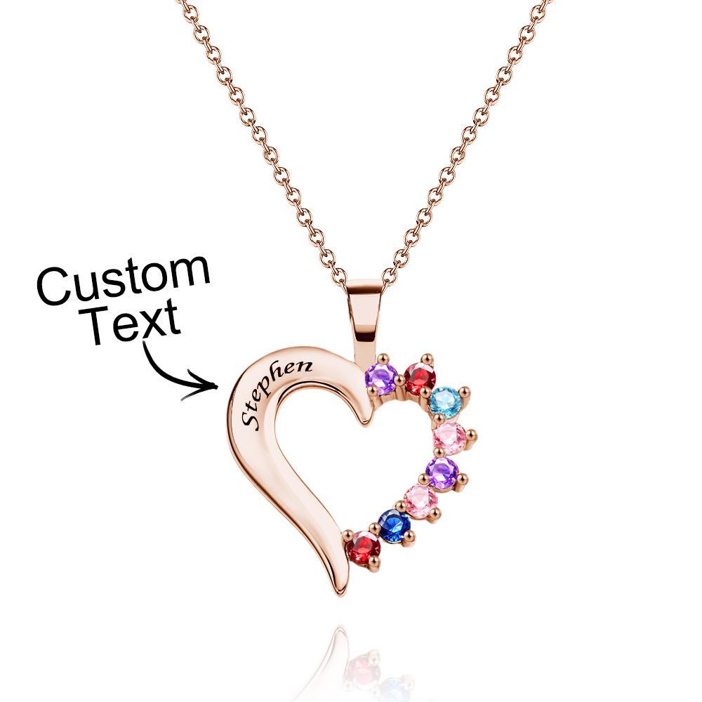 Fashion Birthstone Necklace Heart-Shaped Pendant For Her - soufeeluk