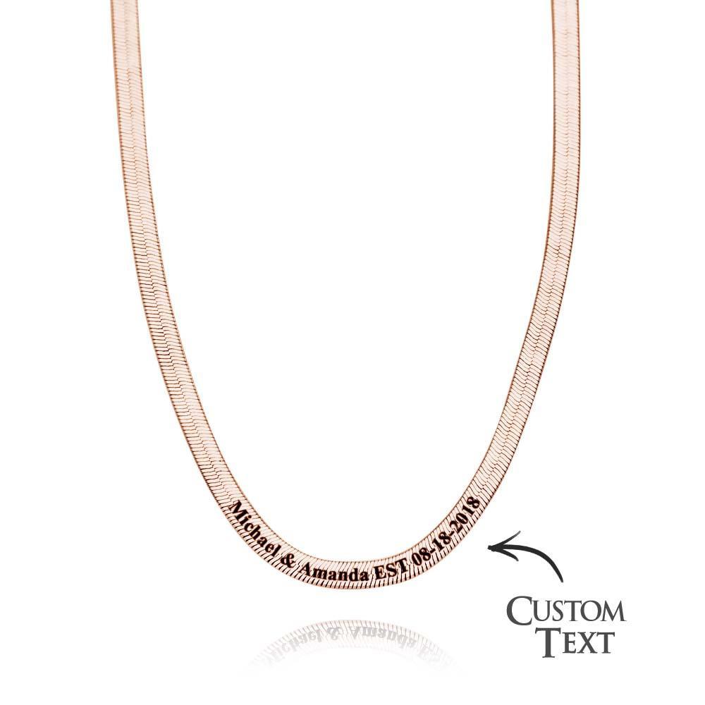Personalised Engravable Herringbone Chain Necklace Custom Necklace with Personalised Text Gift for Her - soufeeluk