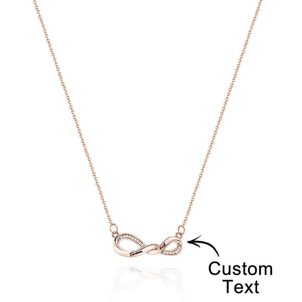 Radiant Engravable Necklace Twisted Infinity Memorial Pendant Gift For Her - soufeeluk