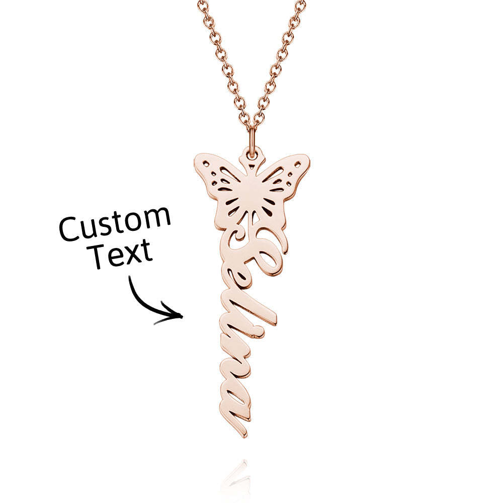 Custom Dainty Birth Butterfly Name Necklace Birthday Bridesmaid Gifts for Mom/Wife/Family/Best Friends - soufeeluk