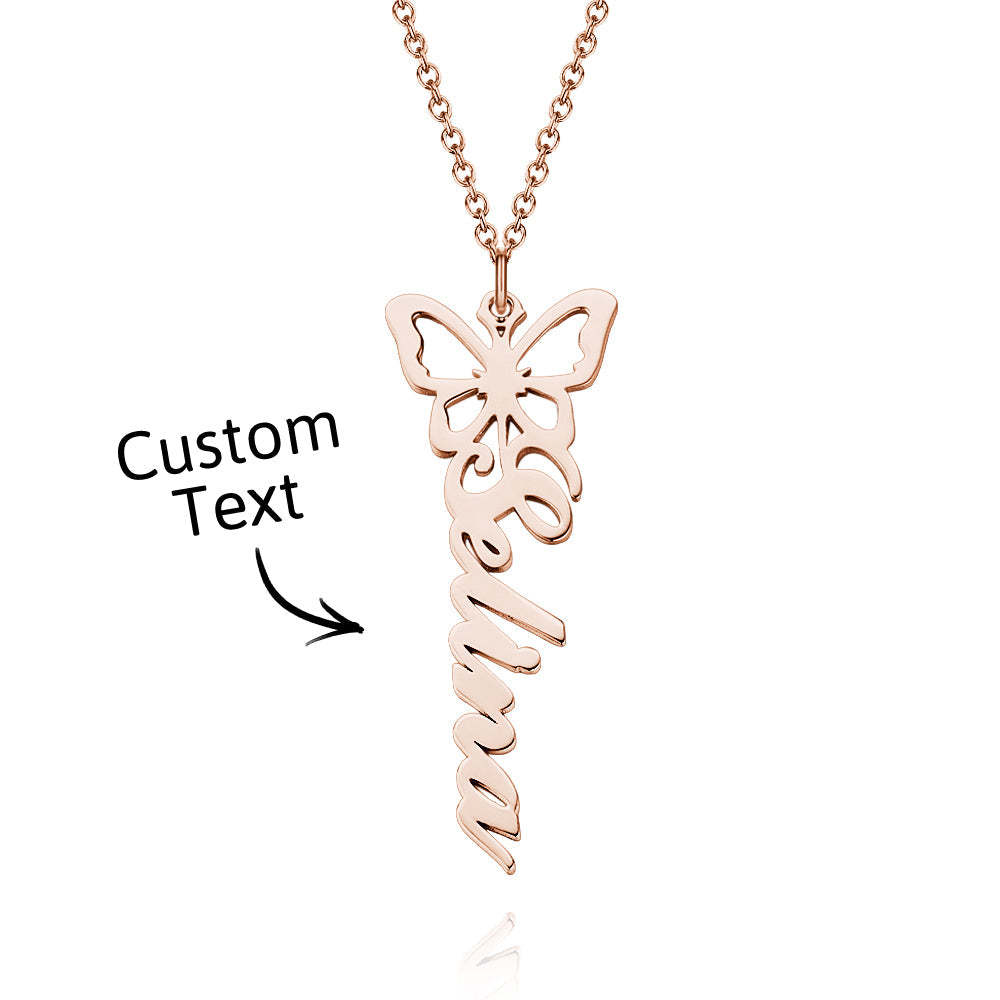 Custom Dainty Birth Butterfly Name Necklace Birthday Bridesmaid Gifts for Mom/Wife/Family/Best Friends - soufeeluk
