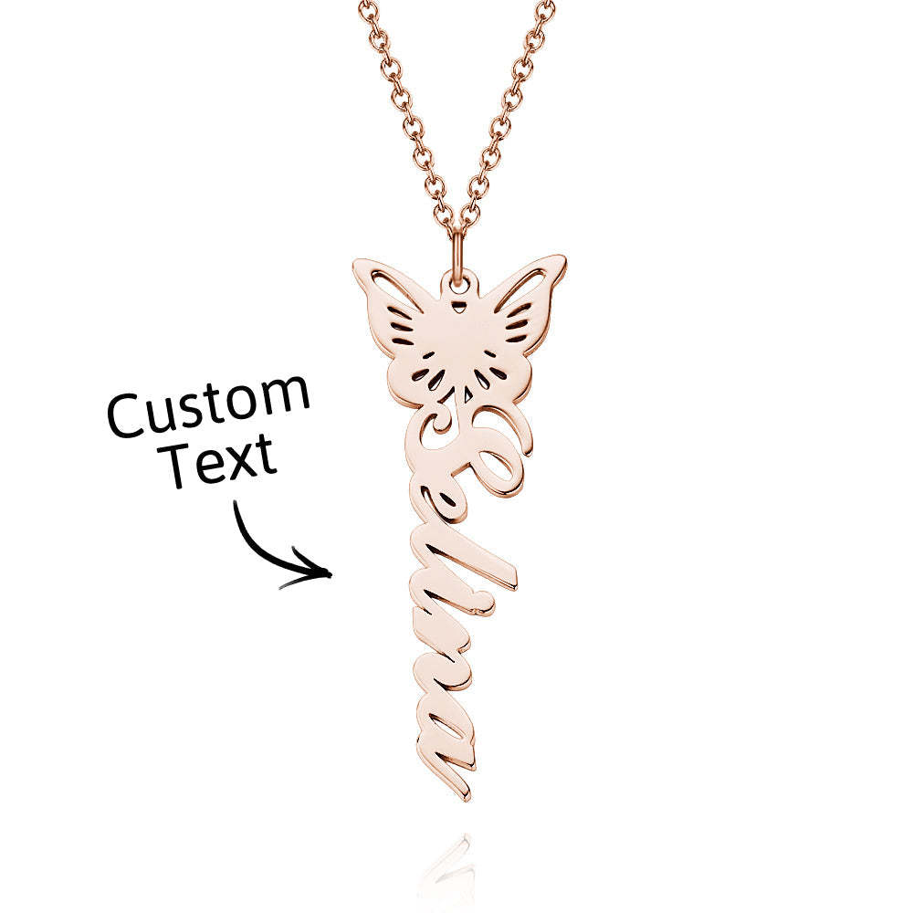 Custom Dainty Birth Butterfly Name Necklace Birthday Bridesmaid Gifts for Mom/Wife/Family/Best Friends - soufeeluk