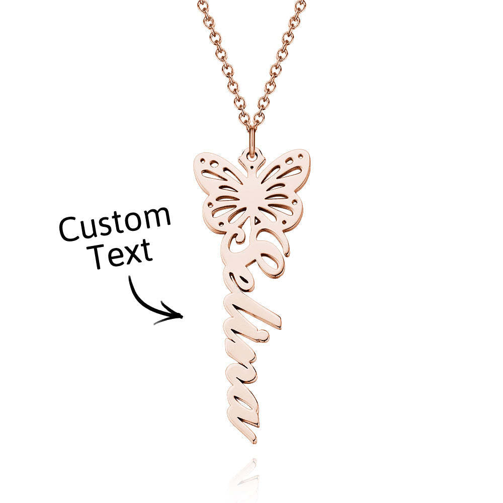 Custom Dainty Birth Butterfly Name Necklace Birthday Bridesmaid Gifts for Mom/Wife/Family/Best Friends - soufeeluk
