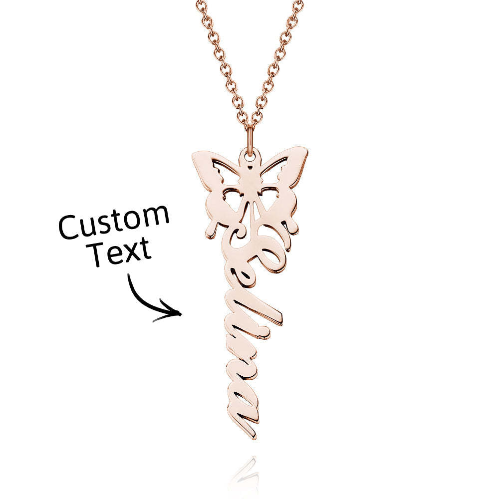 Custom Dainty Birth Butterfly Name Necklace Birthday Bridesmaid Gifts for Mom/Wife/Family/Best Friends - soufeeluk