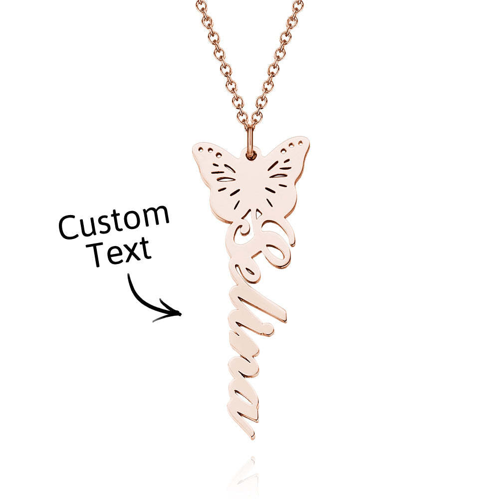 Custom Dainty Birth Butterfly Name Necklace Birthday Bridesmaid Gifts for Mom/Wife/Family/Best Friends - soufeeluk