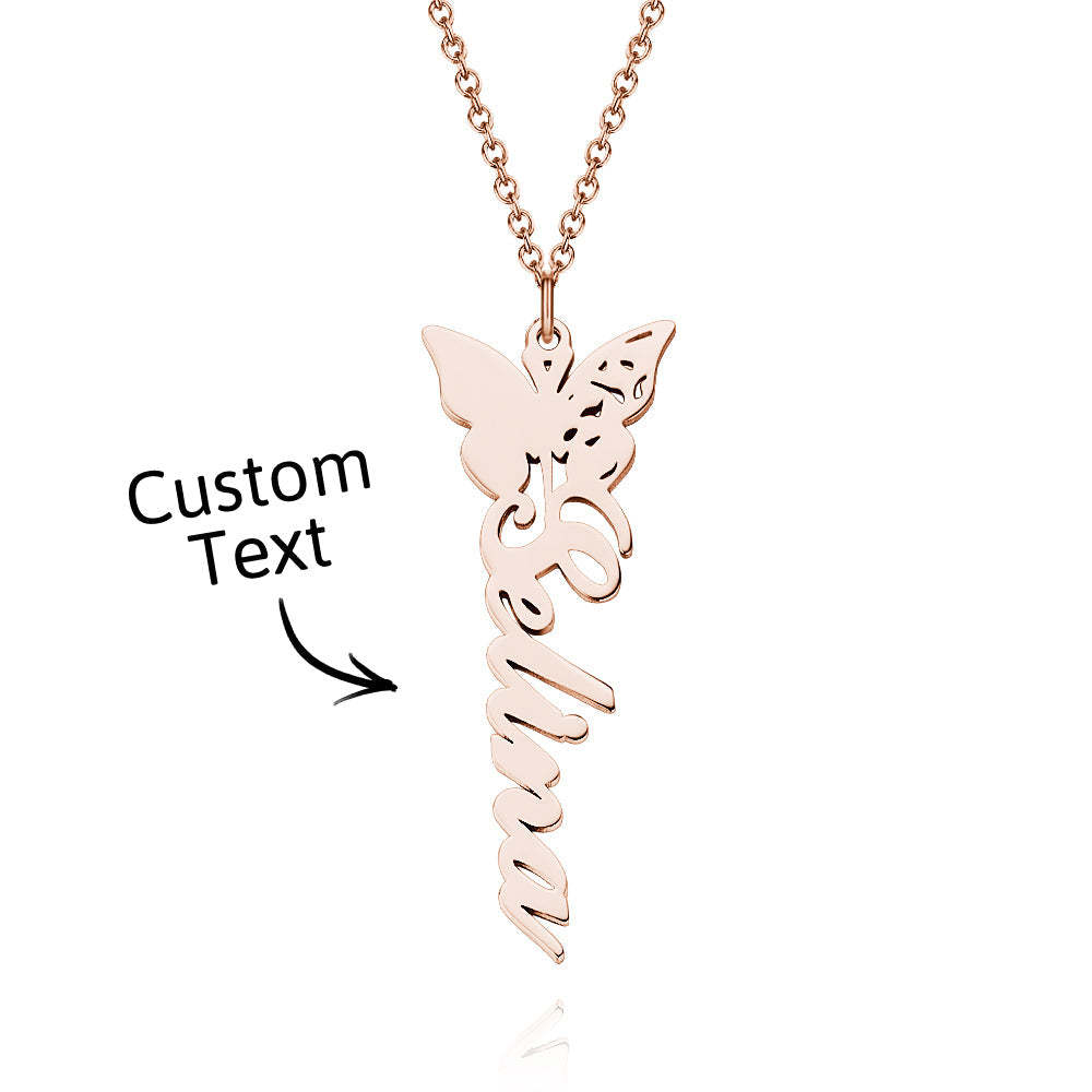 Custom Dainty Birth Butterfly Name Necklace Birthday Bridesmaid Gifts for Mom/Wife/Family/Best Friends - soufeeluk