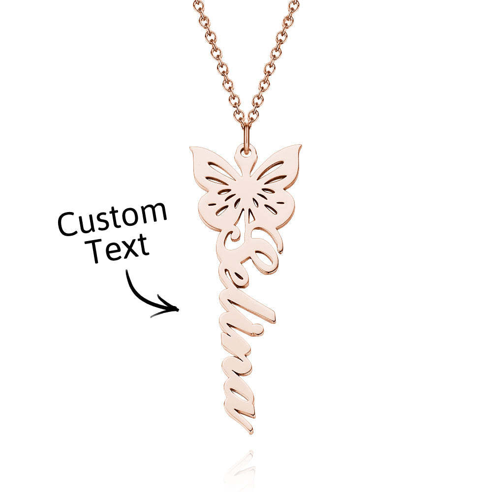 Custom Dainty Birth Butterfly Name Necklace Birthday Bridesmaid Gifts for Mom/Wife/Family/Best Friends - soufeeluk