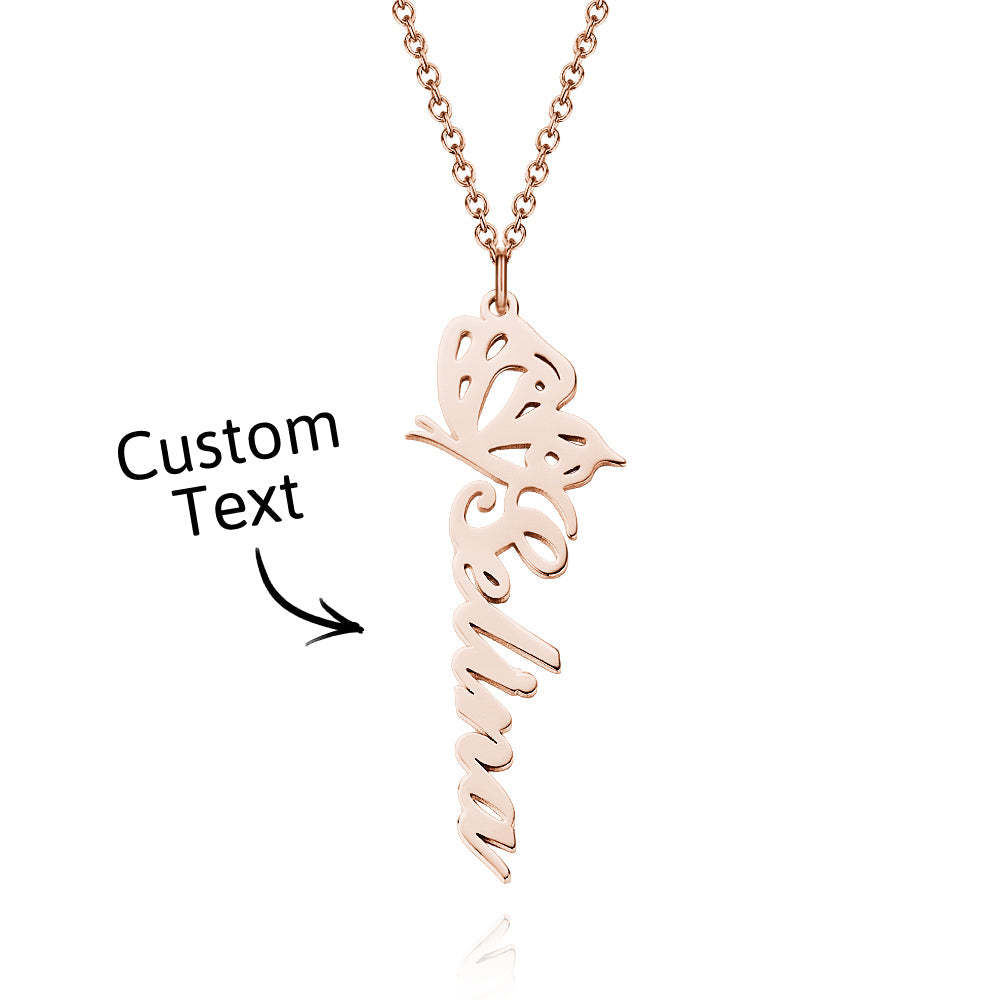 Custom Dainty Birth Butterfly Name Necklace Birthday Bridesmaid Gifts for Mom/Wife/Family/Best Friends - soufeeluk