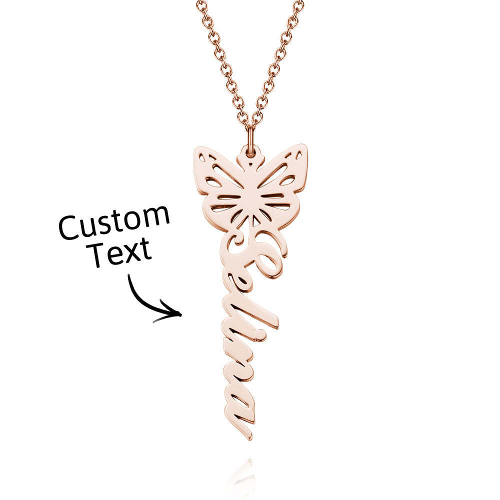 Custom Dainty Birth Butterfly Name Necklace Birthday Bridesmaid Gifts for Mom/Wife/Family/Best Friends - soufeeluk