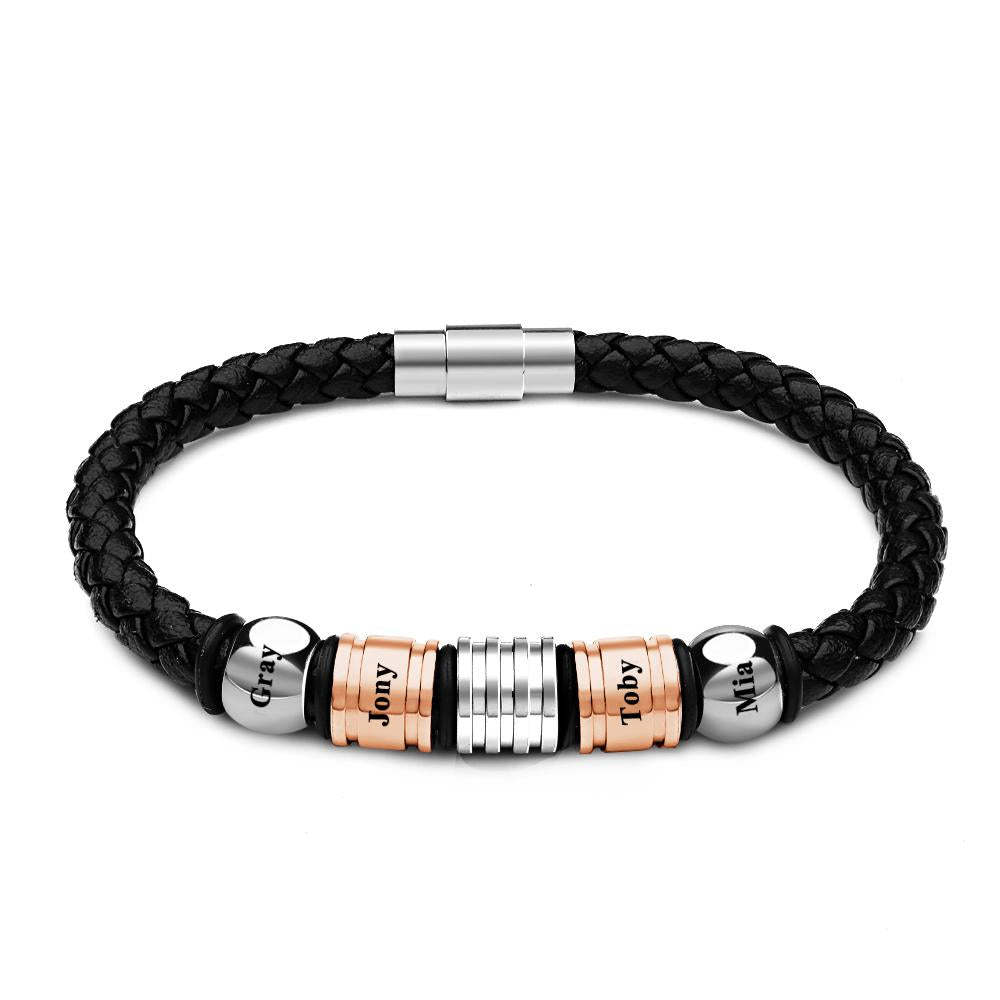 Custom Name Bracelet Bead Weave Simple Gift for Men - soufeeluk