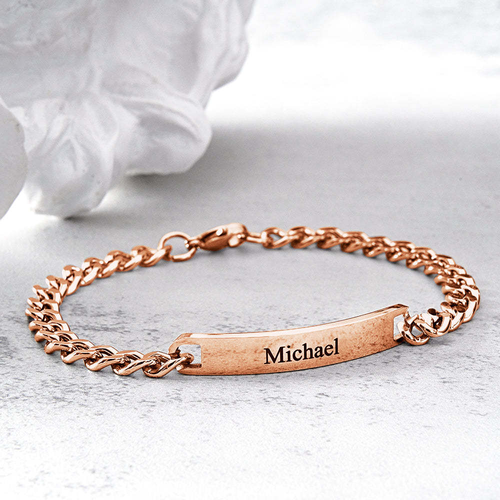 Custom Engraved Bracelet Chain Set Personalised Trendy Bracelet For Couples Valentine Gifts - soufeeluk