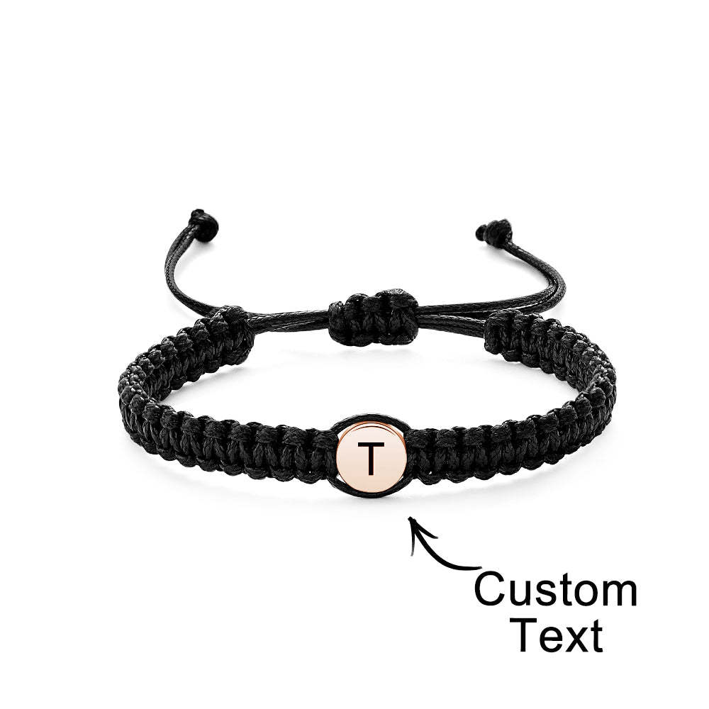 Personalised Initial Bracelets Engraving Braided Rope Wrist Bracelets Gift for Lover - soufeeluk