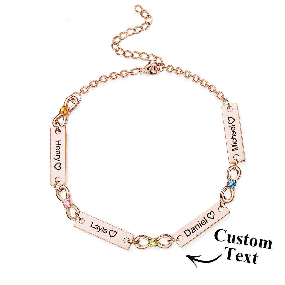 Custom Infinity Symbol Name Bracelet Personalised Stainless Steel Birthstone Bracelet for Family - soufeeluk