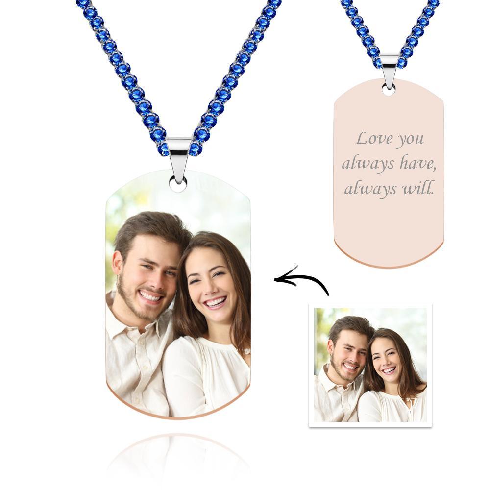 Men's Photo Tag Necklace With Engraving Tennis Chain Gifts For Him - soufeeluk