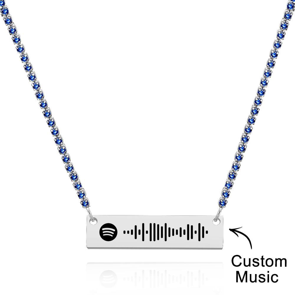 Scannable Spotify Code Bar Necklace Tennis Chain Fashion Gift - soufeeluk