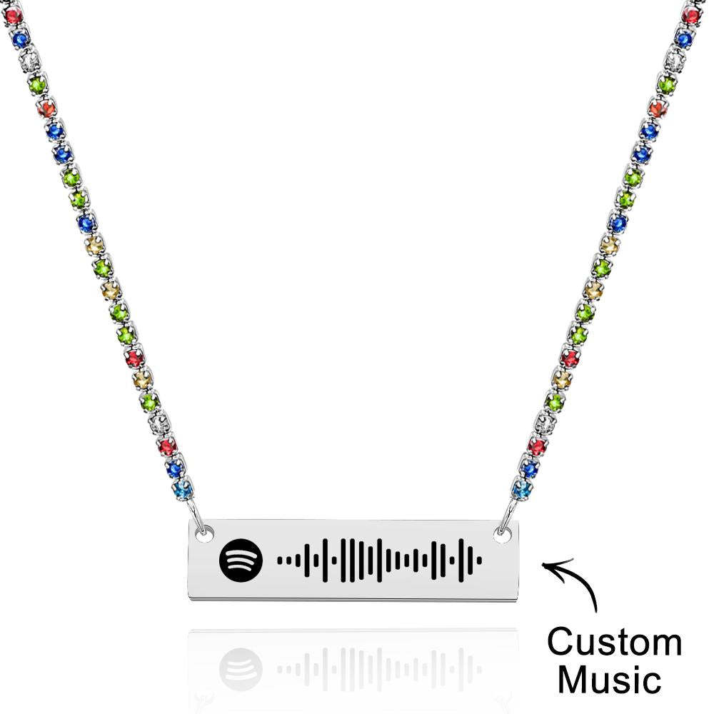 Scannable Spotify Code Bar Necklace Tennis Chain Fashion Gift - soufeeluk