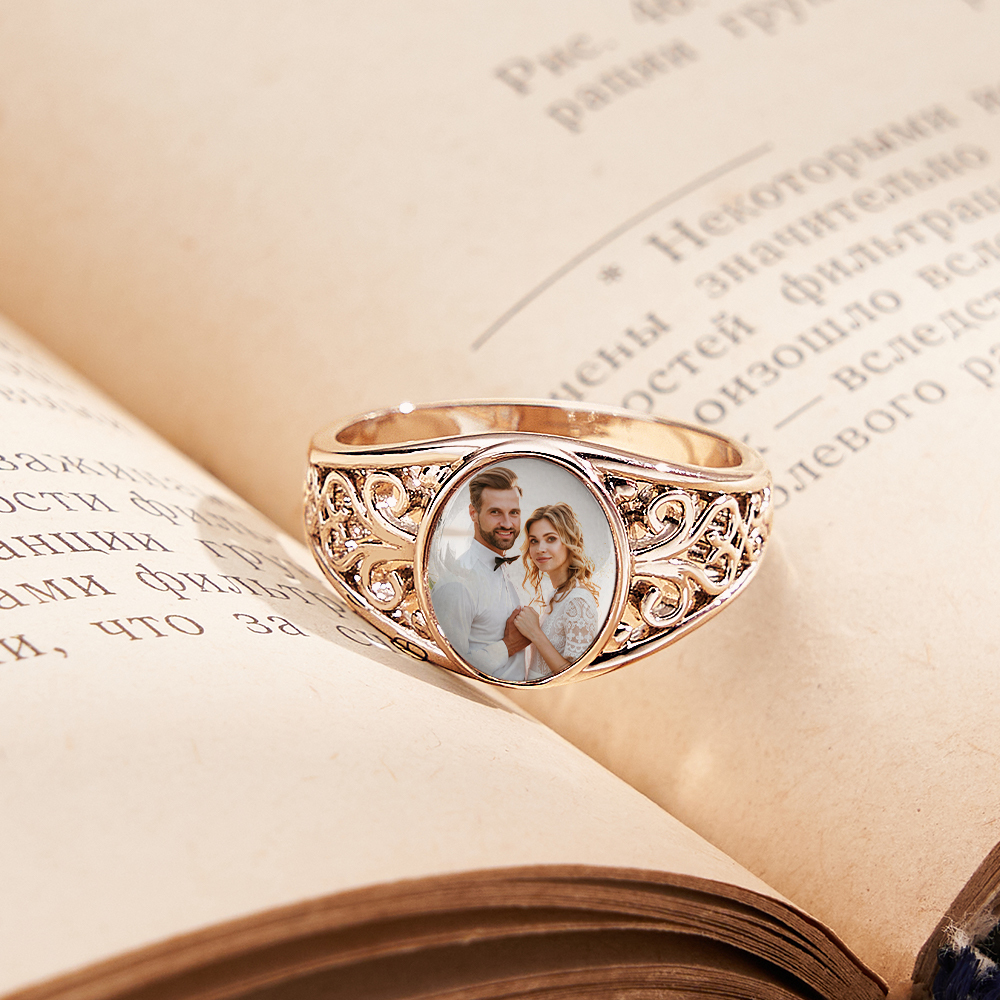 Custom Cutout Photo Rings Personalized Photo Jewelry Valentine's Day Gifts for Couple - soufeeluk