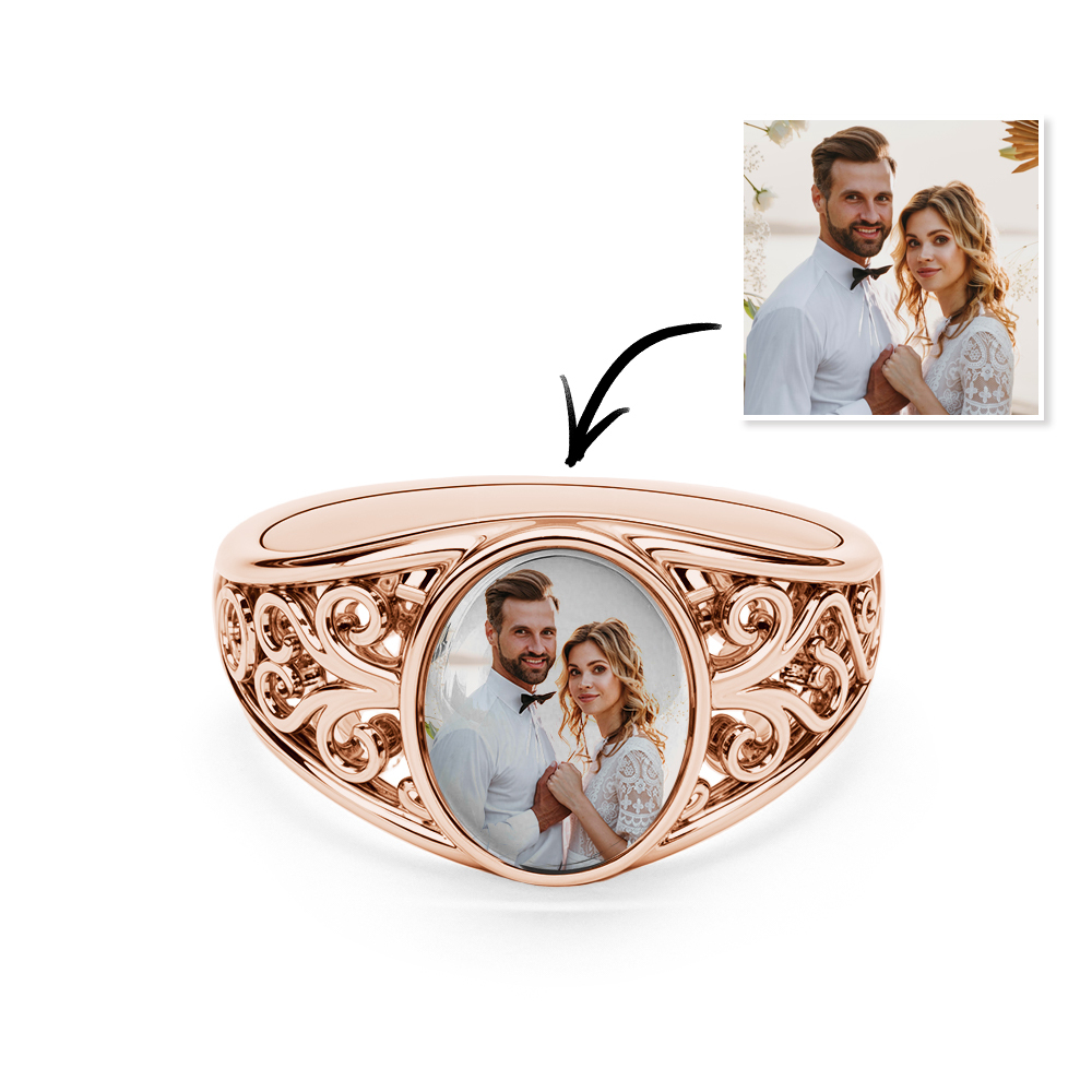 Custom Cutout Photo Rings Personalized Photo Jewelry Valentine's Day Gifts for Couple - soufeeluk