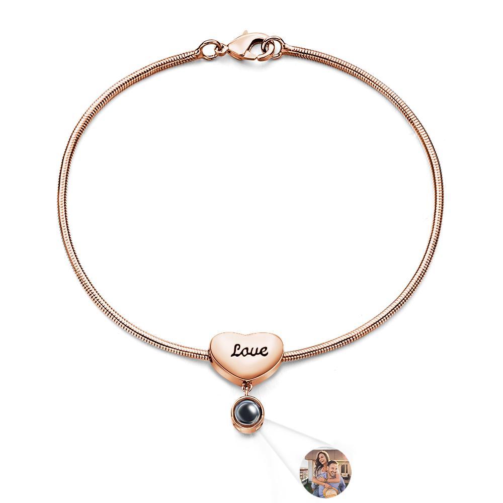 Custom Projection Bracelet Engraved Heart Gift for Her - soufeeluk