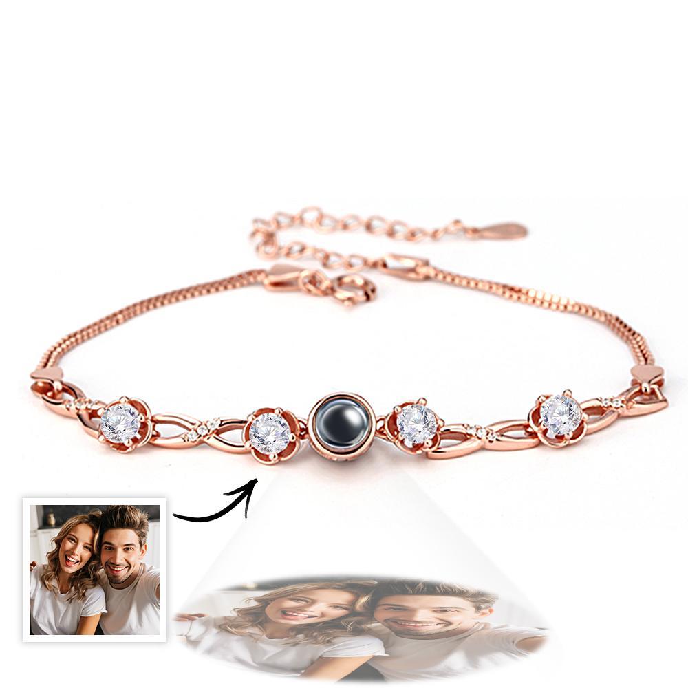 Personalized Photo Projection Bracelet with Diamonds Beautiful Gift for Mom Best Mother's Day Gift - soufeeluk