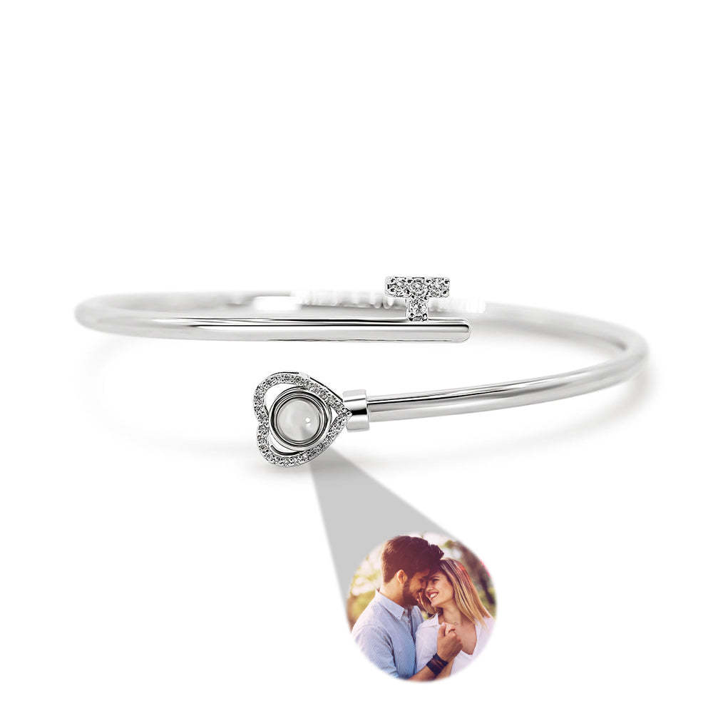 Personalised Photo Projection Bracelet Heart Adjustment Bracelet Gift for Her - soufeeluk