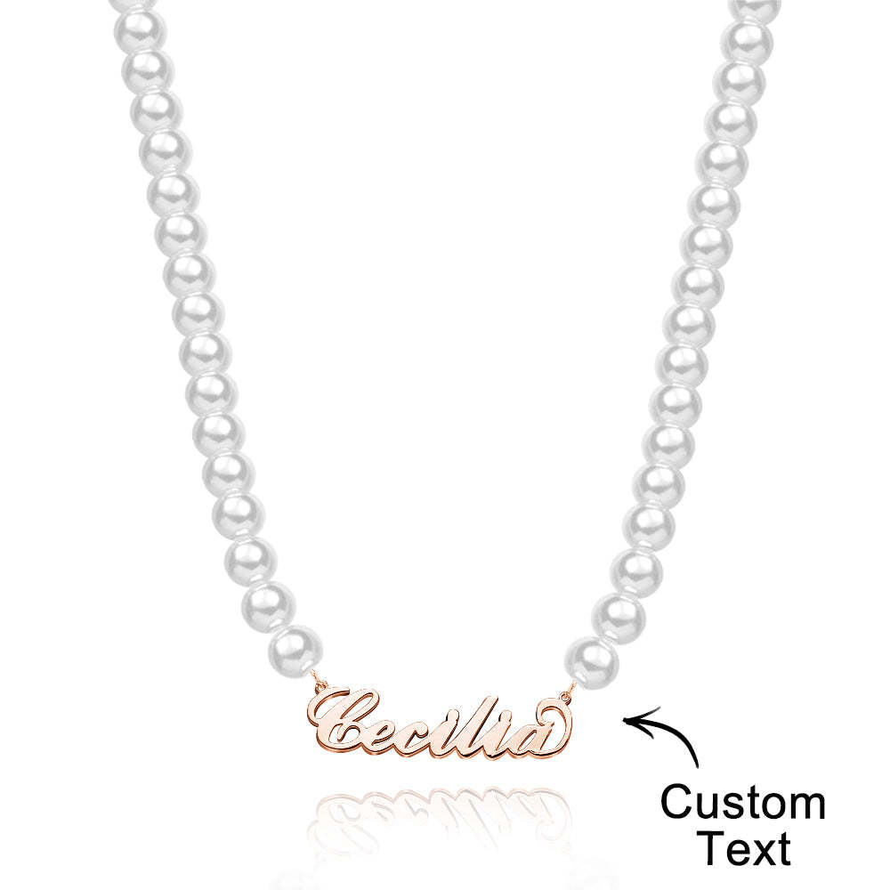 Custom Name Necklace Pearl Classic Romantic Gift - soufeeluk