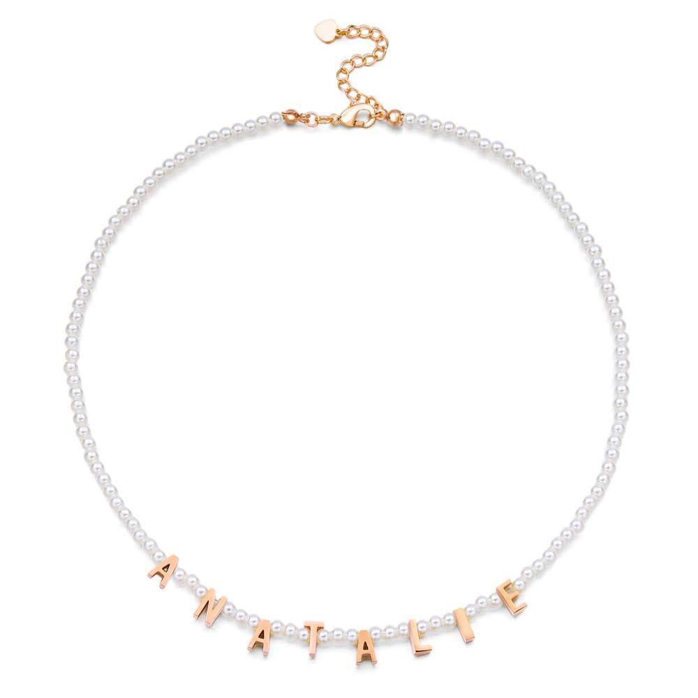Personalised Pearl Necklace Custom Name Necklace Gift For Her - soufeeluk
