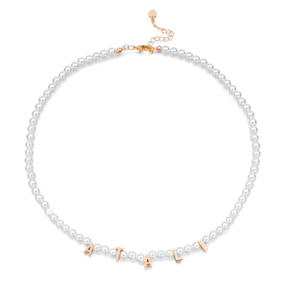Personalised Pearl Necklace Custom Name Necklace Gift For Her - soufeeluk