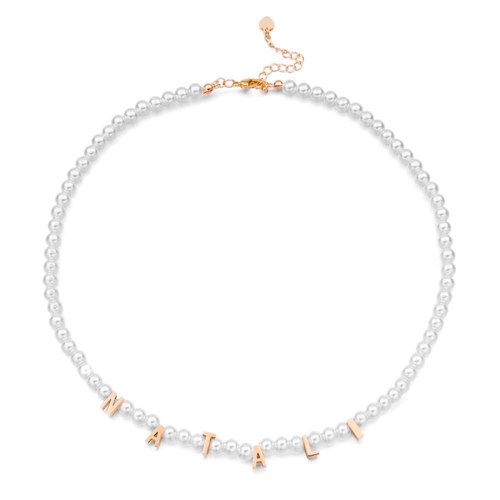 Personalised Pearl Necklace Custom Name Necklace Gift For Her - soufeeluk
