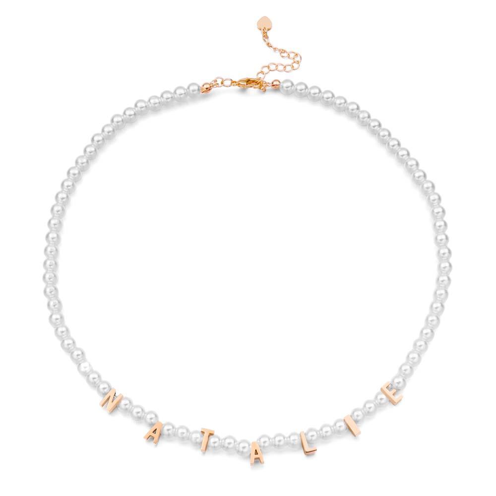 Personalised Pearl Necklace Custom Name Necklace Gift For Her - soufeeluk
