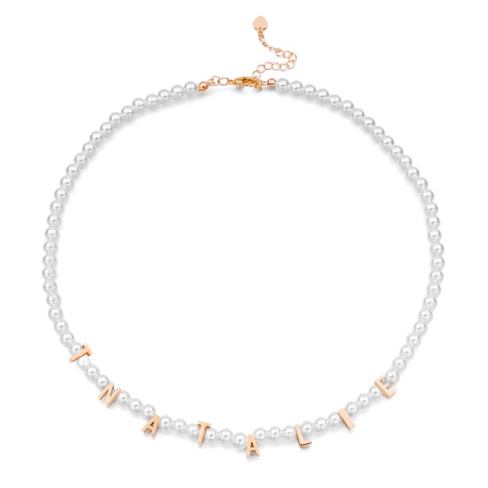 Personalised Pearl Necklace Custom Name Necklace Gift For Her - soufeeluk