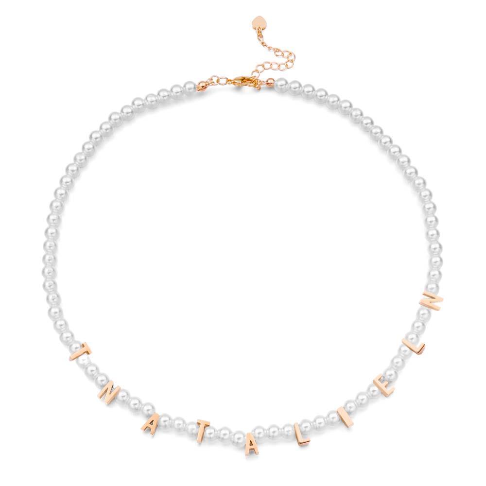 Personalised Pearl Necklace Custom Name Necklace Gift For Her - soufeeluk