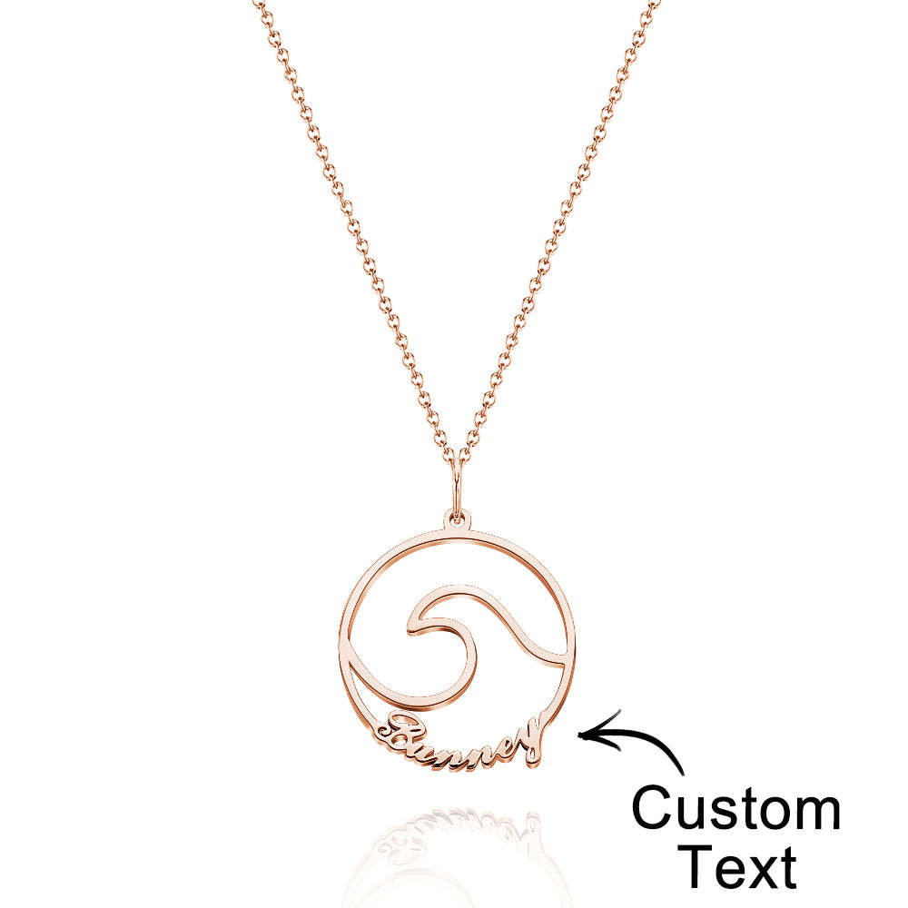 Custom Name Ocean Wave Name Necklace Personalised Necklace Gift for Her - soufeeluk