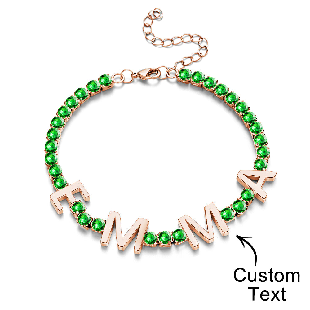 Custom Name Letter Tennis Chain Bracelet Hiphop Jewellery For Gift - soufeeluk