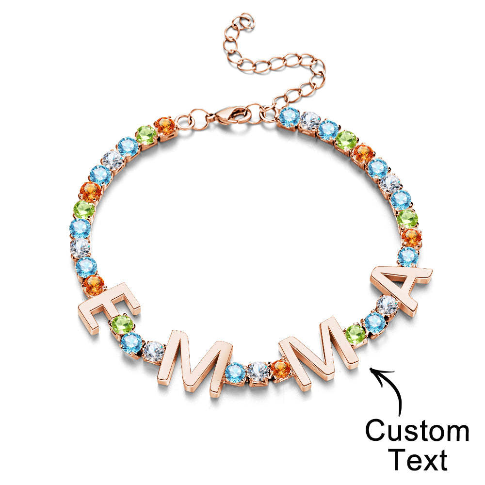 Custom Name Letter Tennis Chain Bracelet Hiphop Jewellery For Gift - soufeeluk